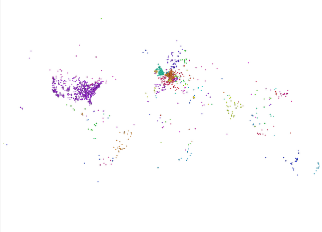 Hermann Schmidt used Gephi Geo Layouter to map his twitter friends Hermann Schmidt used Gephi Geo Layouter to map his twitter friends